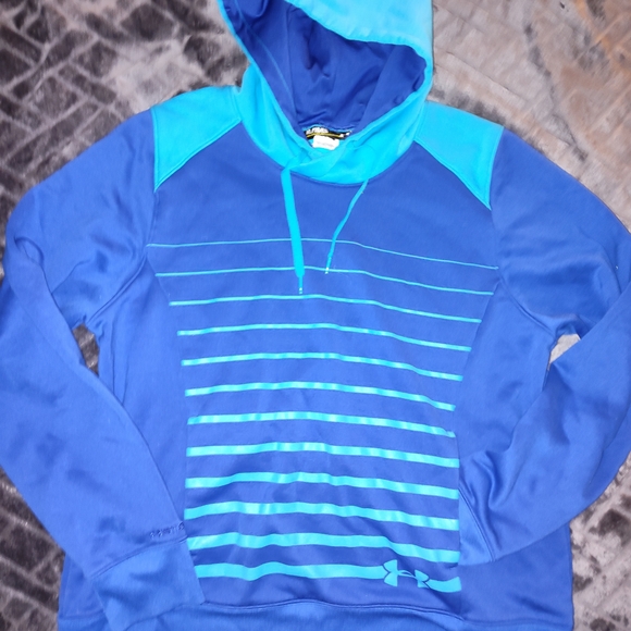 Under Armour Sweaters - Under Armour Men's Blue and Teal Striped Hoodie